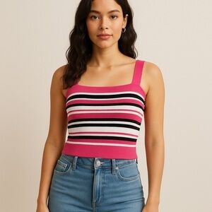 ✨4/$30 Jon & Anna Pink Striped Tank Top Size Small